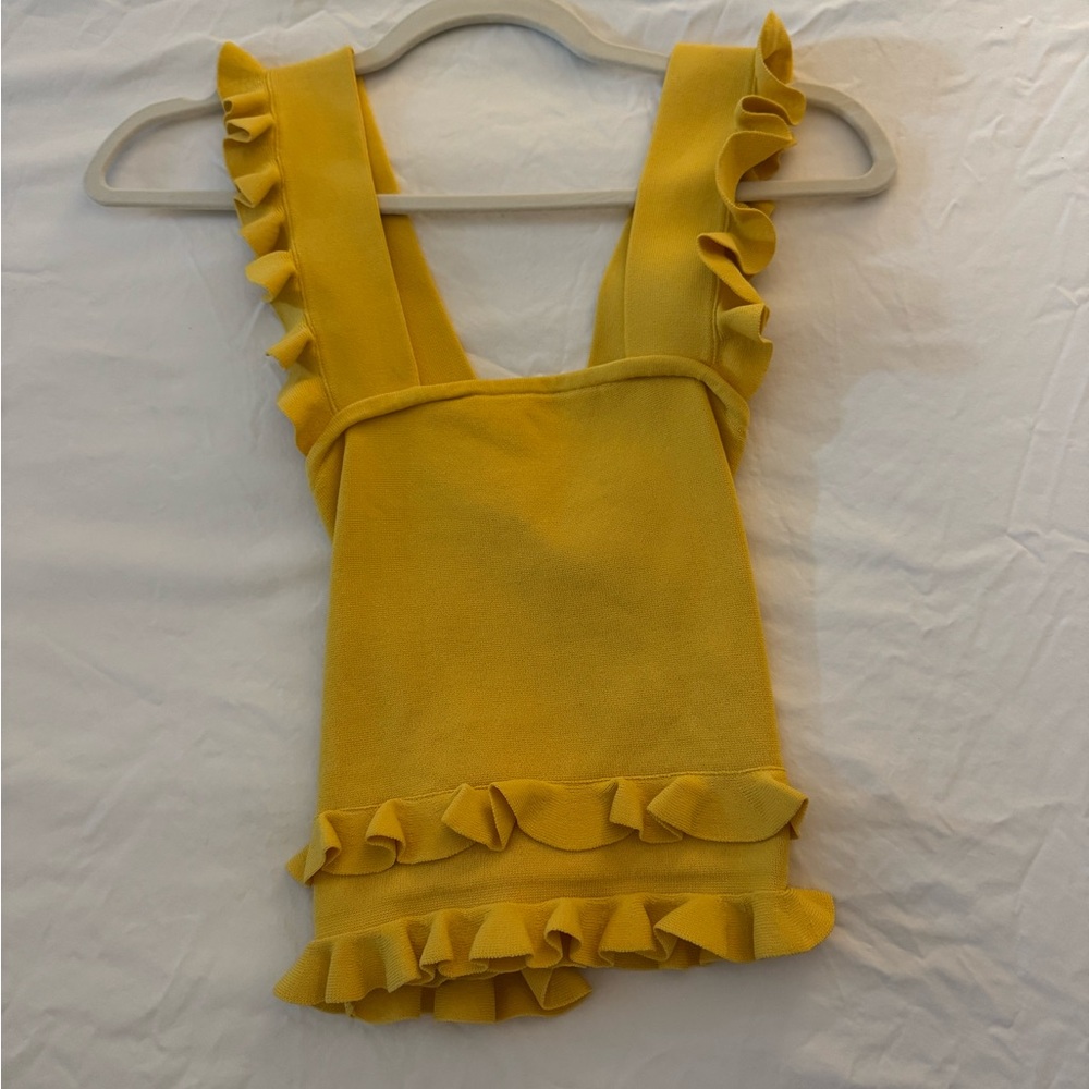 C/MEO COLLECTIVE yellow ruffle tank